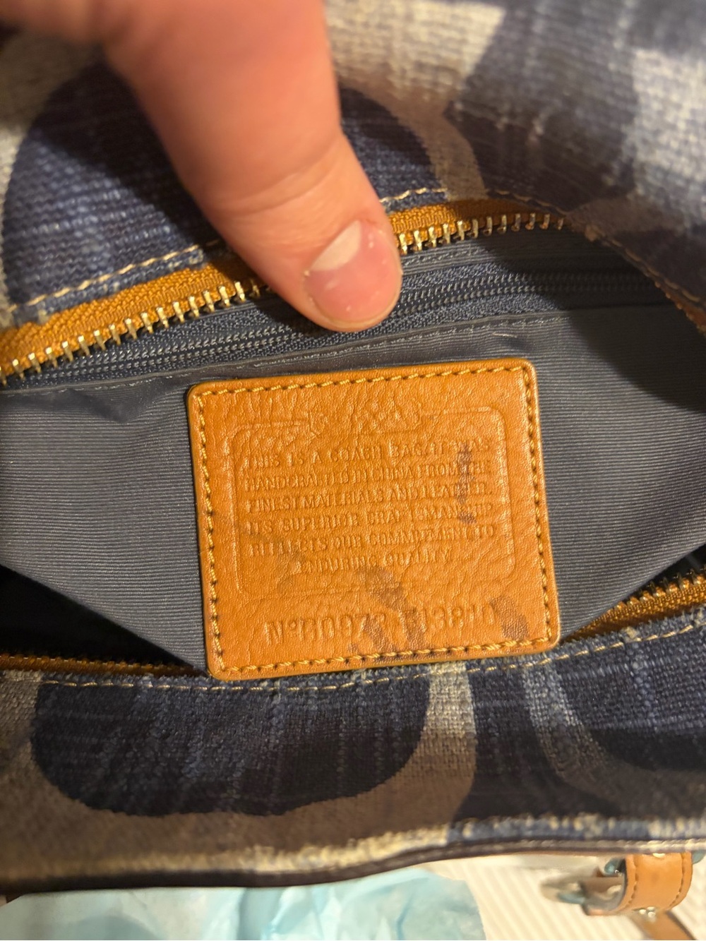 Coach Vintage Blue Canvas Tote with Tan Leather Trim - Picture 5 of 5